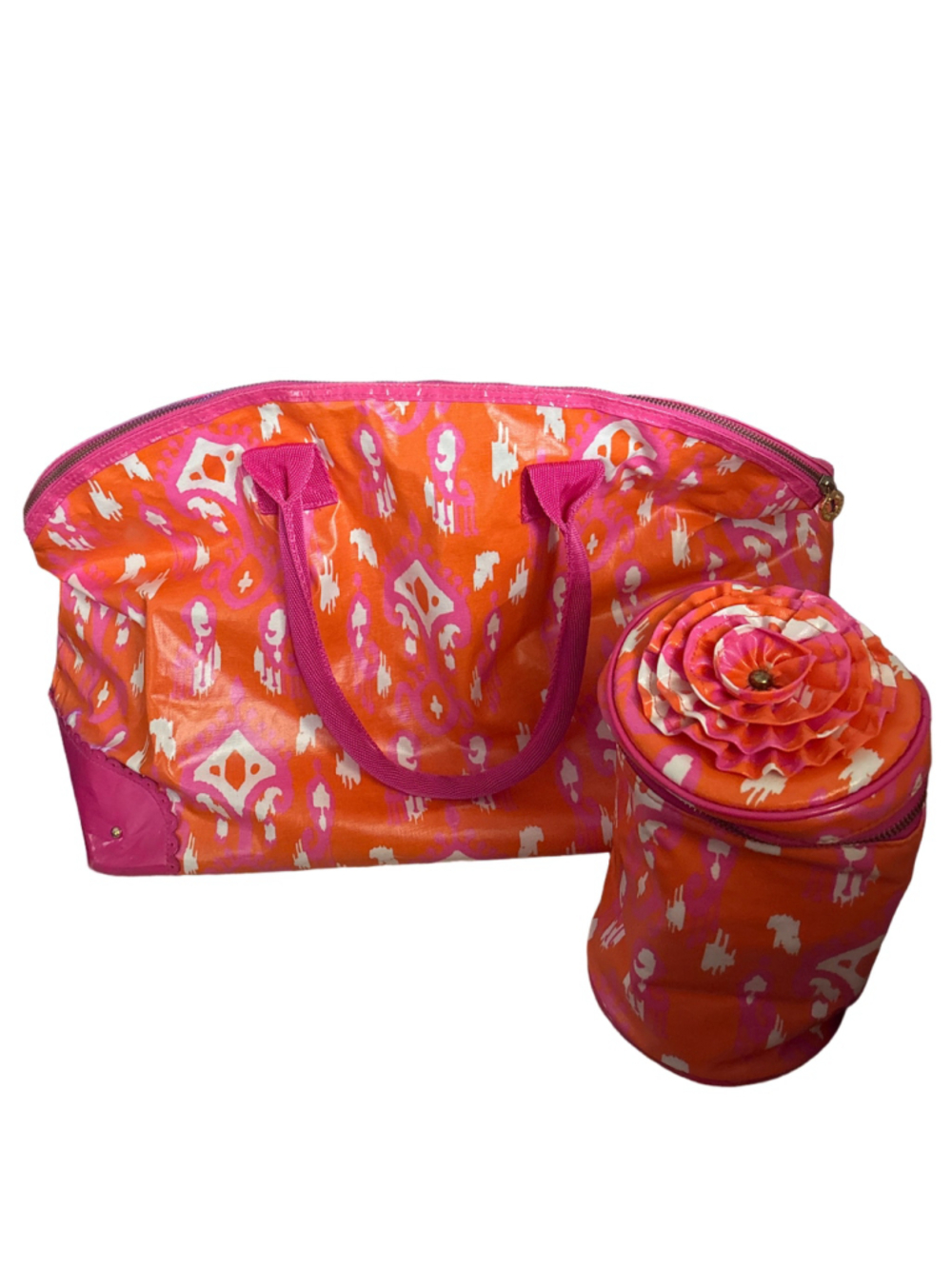 Women's Mud Pie Tote Bag Set One Size Orange Pink